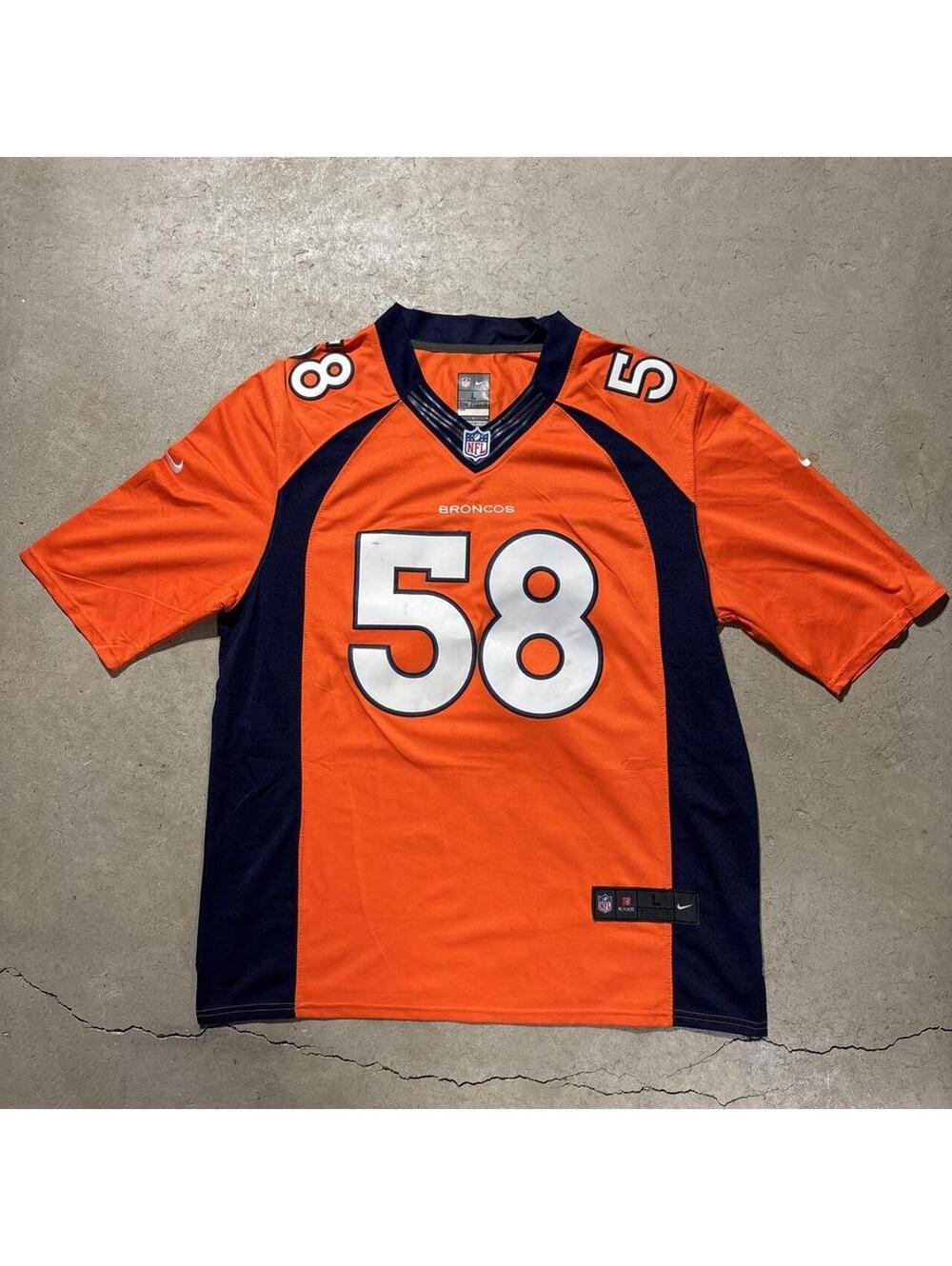 Nike On Field Denver Broncos Von Miller #58 NFL Jersey Mens L Orange Football